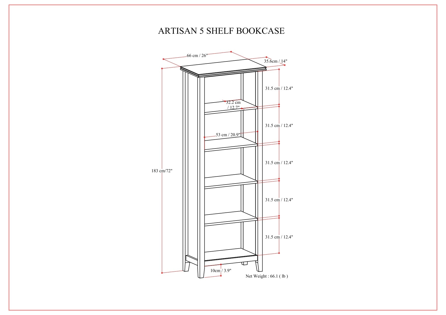 Artisan 5 Shelf Bookcase - Shop Quality Furniture at Grand Goldman