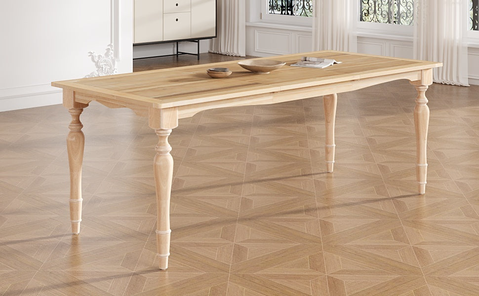 TOPMAX Vintage Traditional 82.7inch Extendable Dining Table with 23.6inch Removable Leaf, Natural - Grand Goldman Shop