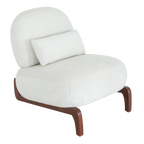 Cute Accent Chair with Solid Wood Legs, Living Room Chair with Soft Fabric Cushion, Cozy Bedroom Chair, Comfy Armless Reading Chair for Apartment, Waiting Room, Balcony (White) - Grand Goldman Shop