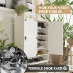 Shoe Cabinet with Doors, 6-Tier Shoe Storage Cabinet with Adjustable Shelves, Wooden Shoes Rack Shoe Storage Organizer for Entryway, Hallway, Closet, Living Room - Grand Goldman Shop