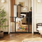 Black Pressure-Mounted Baby Gate for Stairs and Doorways, 29.5-44.1' Wide, Steel and ABS Construction, Easy Walk-Through Safe