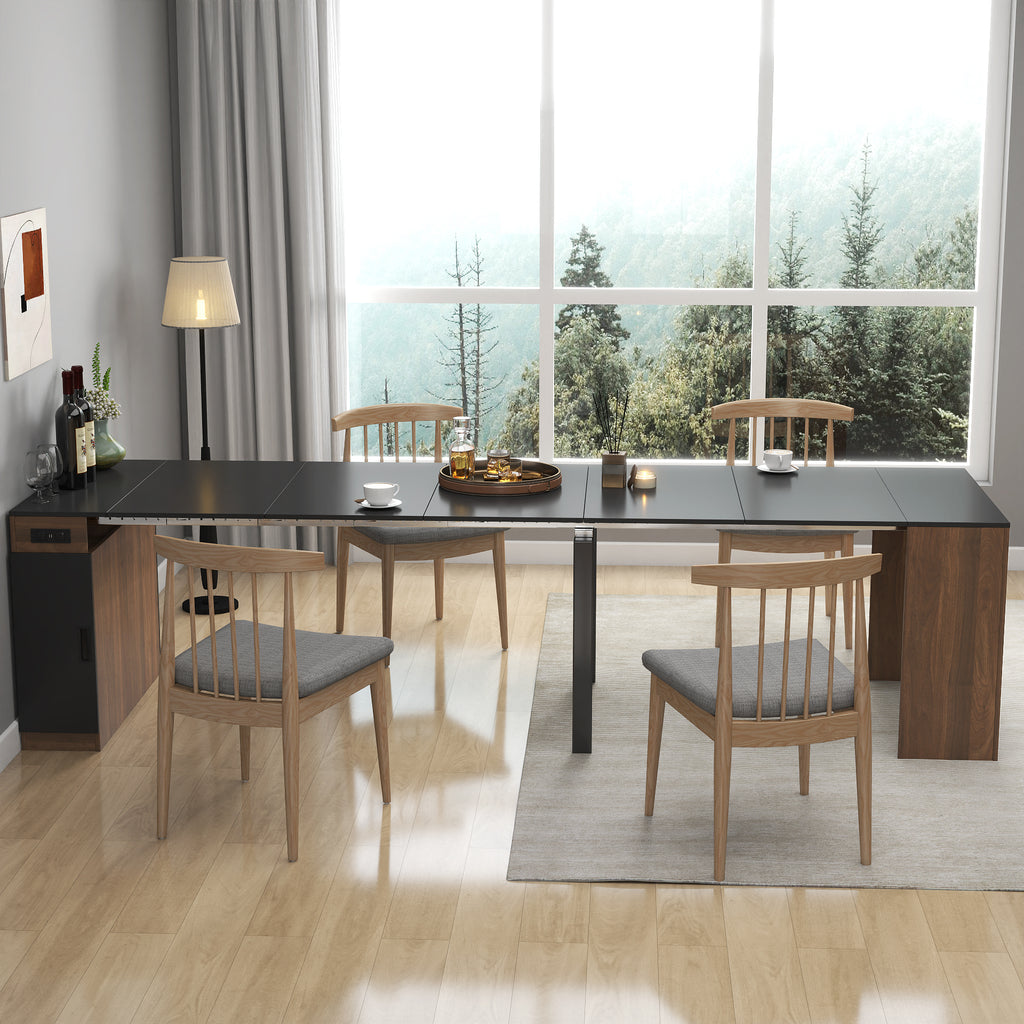 Modern Multifunctional Extendable Dining Table with Outlet, Space Saving Expanding Table with Storage for Party, Weddings, Meetings, Celebrations - Grand Goldman Shop