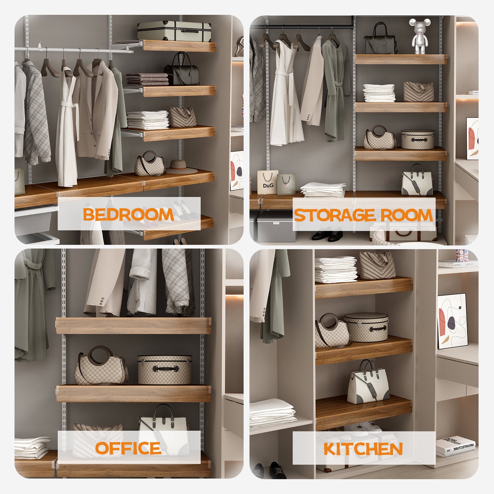 ( WALNUT Color ) 5 Pcs Wire Shelf Covers, Foamed PVC Wire Rack Covers for Removable Closet (Not Wood), Pantry Shelves for Cabinet Bathroom Kitchen Shelving Decoration - Grand Goldman Shop