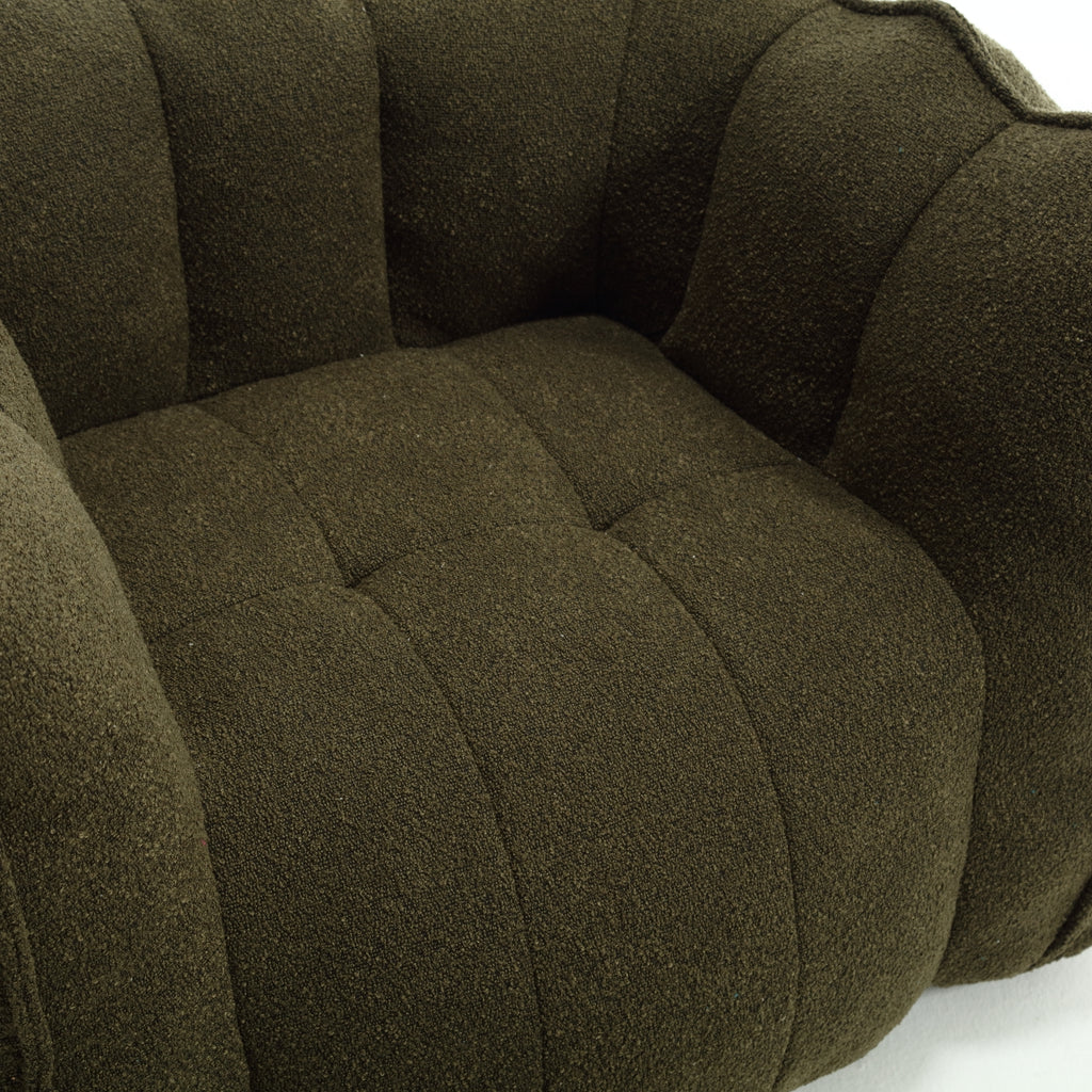 Soft Chenille Bean Bag Chair with High Resilient Foam for Living Room and Bedroom, Comfortable Square Lazy Sofa with Footstool for Adults - Grand Goldman Shop