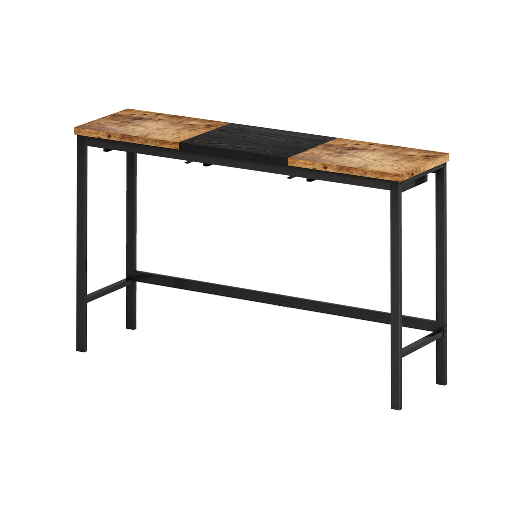 Modern Design Kitchen Dining Table, Pub Table, Long Dining Table Set with 3 Stools, Convenient Hanging Stool Design, Natural+Black,(Same SKU:W757P146463) - Grand Goldman Shop