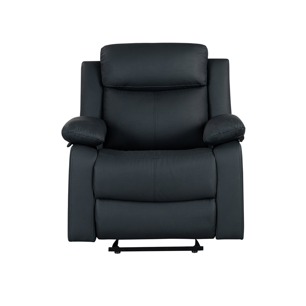 Blanche Black 3PC Reclining Sofa and Loveseat and Glider Recliner with LED Lights and Speakers in Black Upholstered Fabric, Medium Firm Seating, 3-Piece Set - Grand Goldman Shop