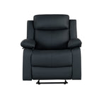 Blanche Black 3PC Reclining Sofa and Loveseat and Glider Recliner with LED Lights and Speakers in Black Upholstered Fabric, Medium Firm Seating, 3-Piece Set - Grand Goldman Shop