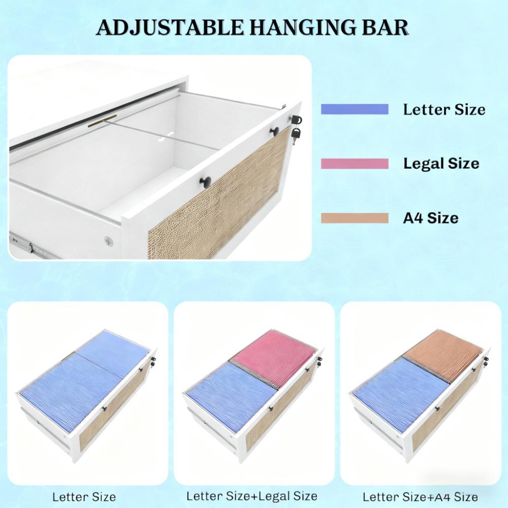 Stylish 2 Drawer File Cabinet with Adjustable Hanging Bar for Letter,Lockable Filing Cabinet - Available at Grand Goldman