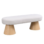 Dining Bench for Dining Room, Upholstered Bedroom End of Bed Entryway Bench Fabric Ottoman for Living Room, Beige Stool Top Wood Leg 300 LBS Weight Capacity - Grand Goldman Shop