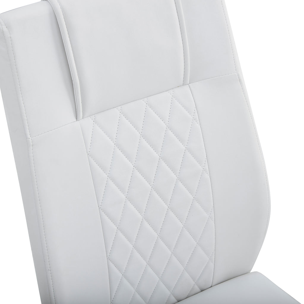 Modern Dining Chairs with Faux Leather Padded Seat and Metal Legs in White, Set of 4 - Grand Goldman Shop