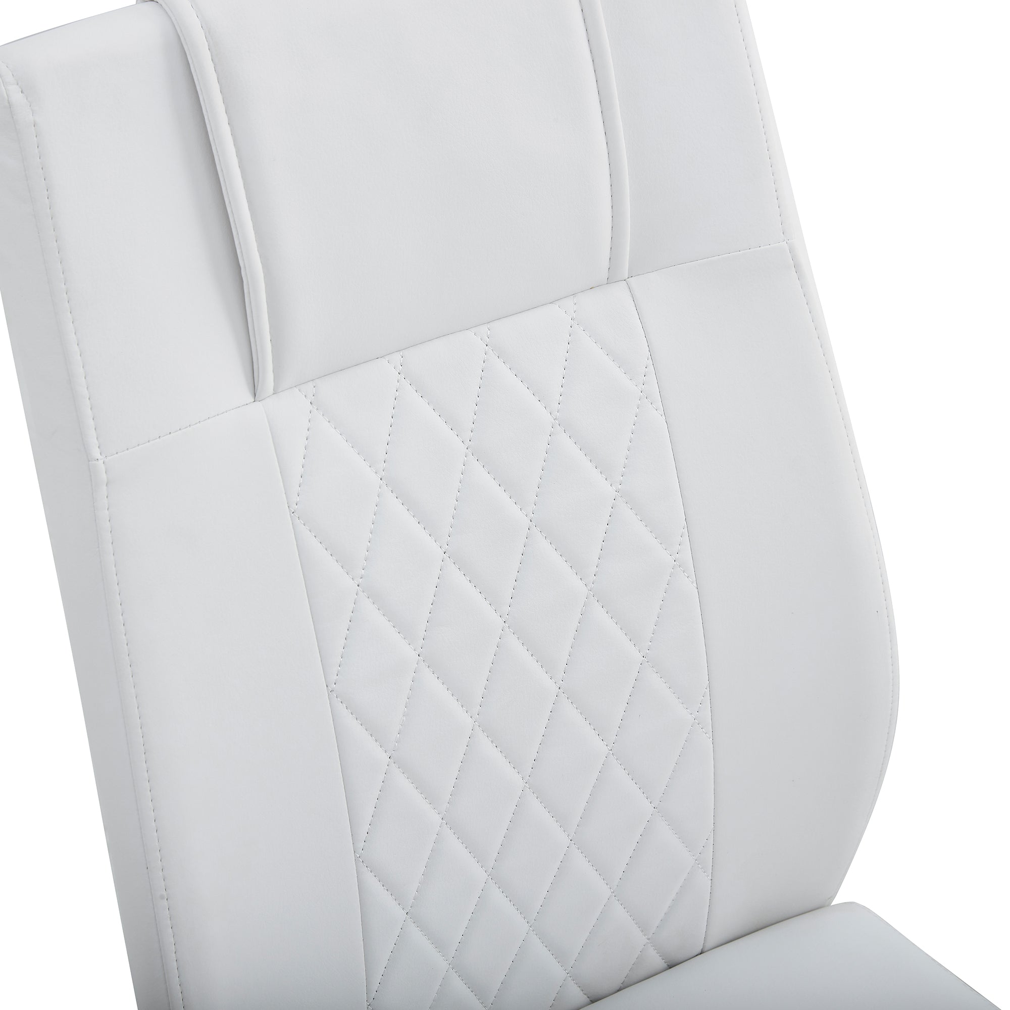 Modern Dining Chairs with Faux Leather Padded Seat and Metal Legs in White, Set of 4 - Grand Goldman Shop