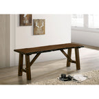 Rustic Walnut Finish 1pc Bench Only Live Edge Design Distressed Wood Seat Dining Room Furniture Solid wood Bench - Grand Goldman Shop