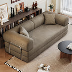 78.8' Compression Sofa,Convertible Floor Sofa Bed-with Pillow Back Support Armrest,Comfy Futon Couch Sleeper Bed,Loveseats Boneless Modular Sectional Sofa,Corduroy fabric,for Living Room,Bedroom,Camel - Grand Goldman Shop