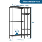 Heavy Duty Freestanding Clothes Rack, with 6 Adjustable Wire Shelves and 3 Garment Rails,Black Metal - Grand Goldman Shop