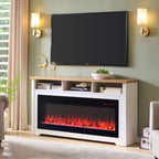 60 inch Fireplace TV Stand for TVs up to 70',with 50'smart Electric Fireplace,white - Grand Goldman Shop