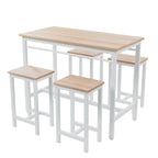 5-piece modern kitchen table with four bar stools Bar table set 5PC,metal frame and MDF, white oak,47.5'' L x 23.7'' W x 35.5'' H. - Grand Goldman Shop