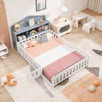 Headboard Storage Cabinet for Full-size Montessori Floor Bed , Grey,Freely collocation - Grand Goldman Shop