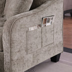 Two-seater sofa, double sofa chaise longue, with irregular armrests and backrests, footrest with storage space, comes with two small throw pillows, suitable for living room and bedroom - Brown - Grand Goldman Shop