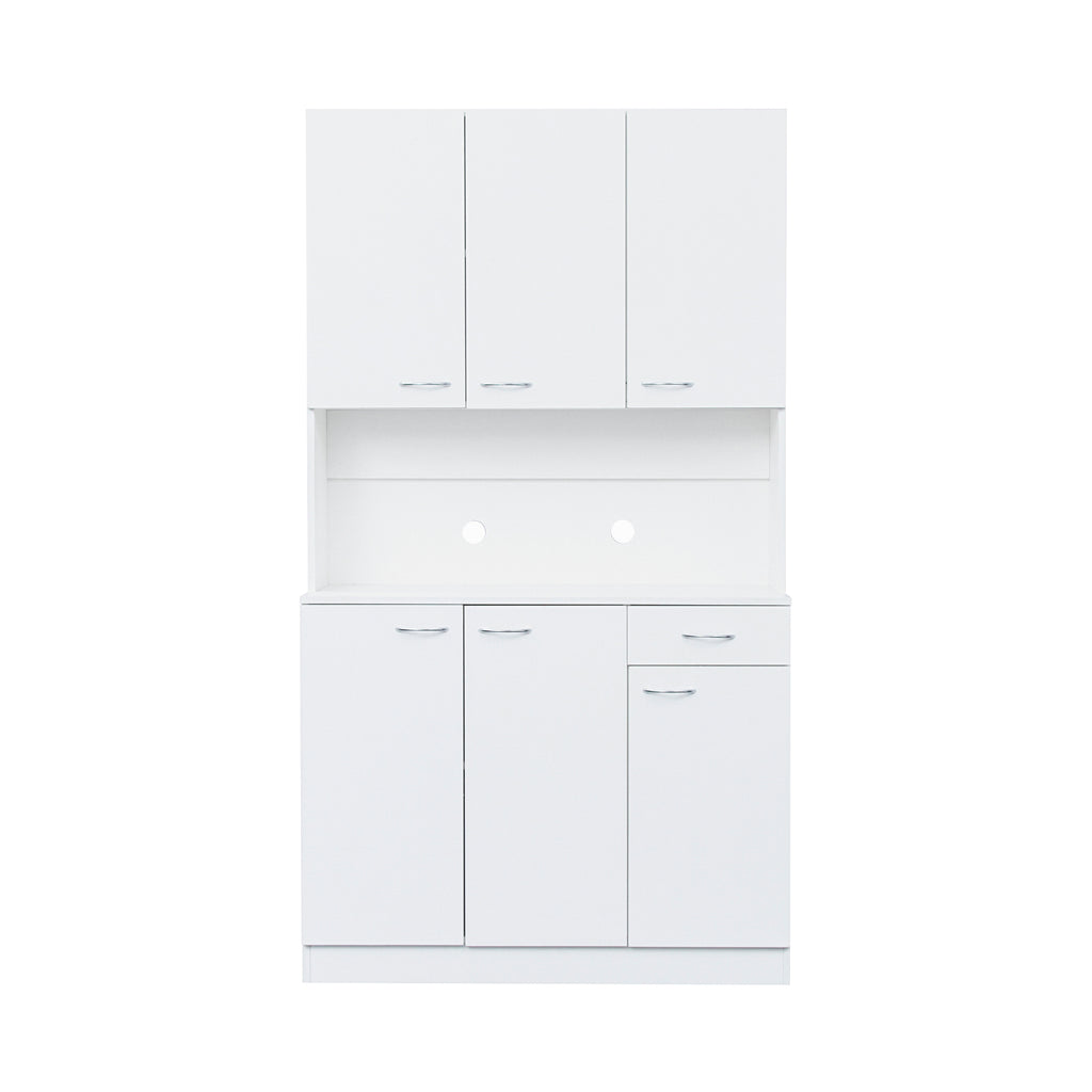 70.87' Tall Wardrobe& Kitchen Cabinet, with 6-Doors, 1-Open Shelves and 1-Drawer for bedroom,White - Grand Goldman Shop