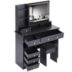 41' Large Size Left Drawer Desktop Vanity Table+Cushioned Stool Dresser Set, 2 AC+2 USB Power Station, Hair Dryer Stand, Extra Large Touch Control LED Mirror, 3-color Switch, EPA, GCC, UL Certificate - Grand Goldman Shop