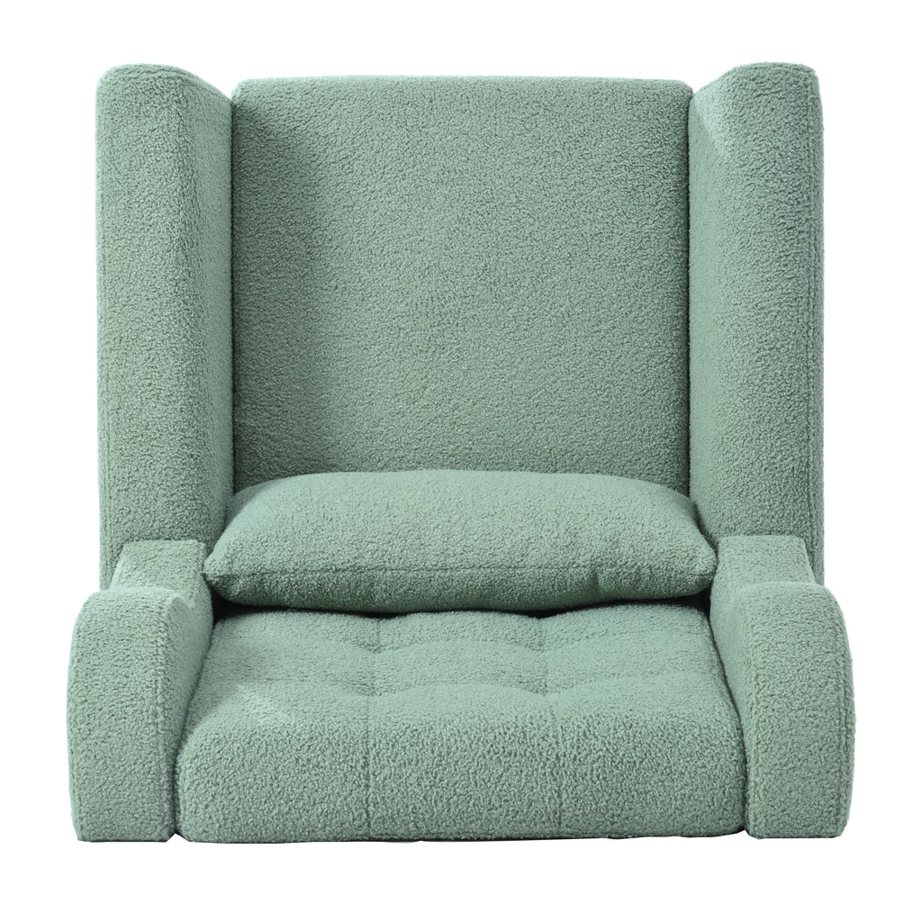 Modern Accent Chair,Teddy Fabric Living Room Chairs Comfy Reading Chair,Mid Century Accent Chair, Lounge Arm Chairs Armchair for Living Room Bedroom (Light Green) - Grand Goldman Shop