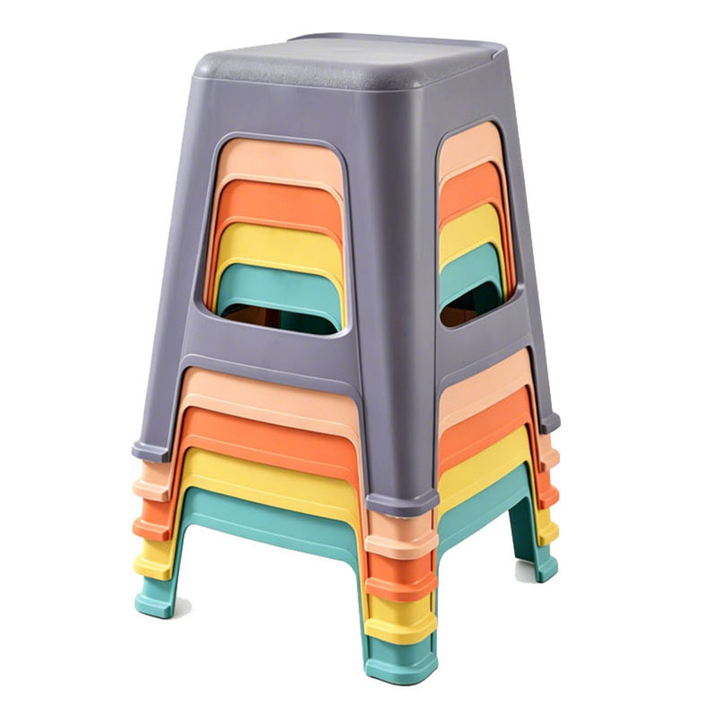 Stylish 5 Pack Stackable Classroom Stools, 18.8' Height Colorful Nesting Plastic Stool, Portable Backless Chairs Flexible Sea