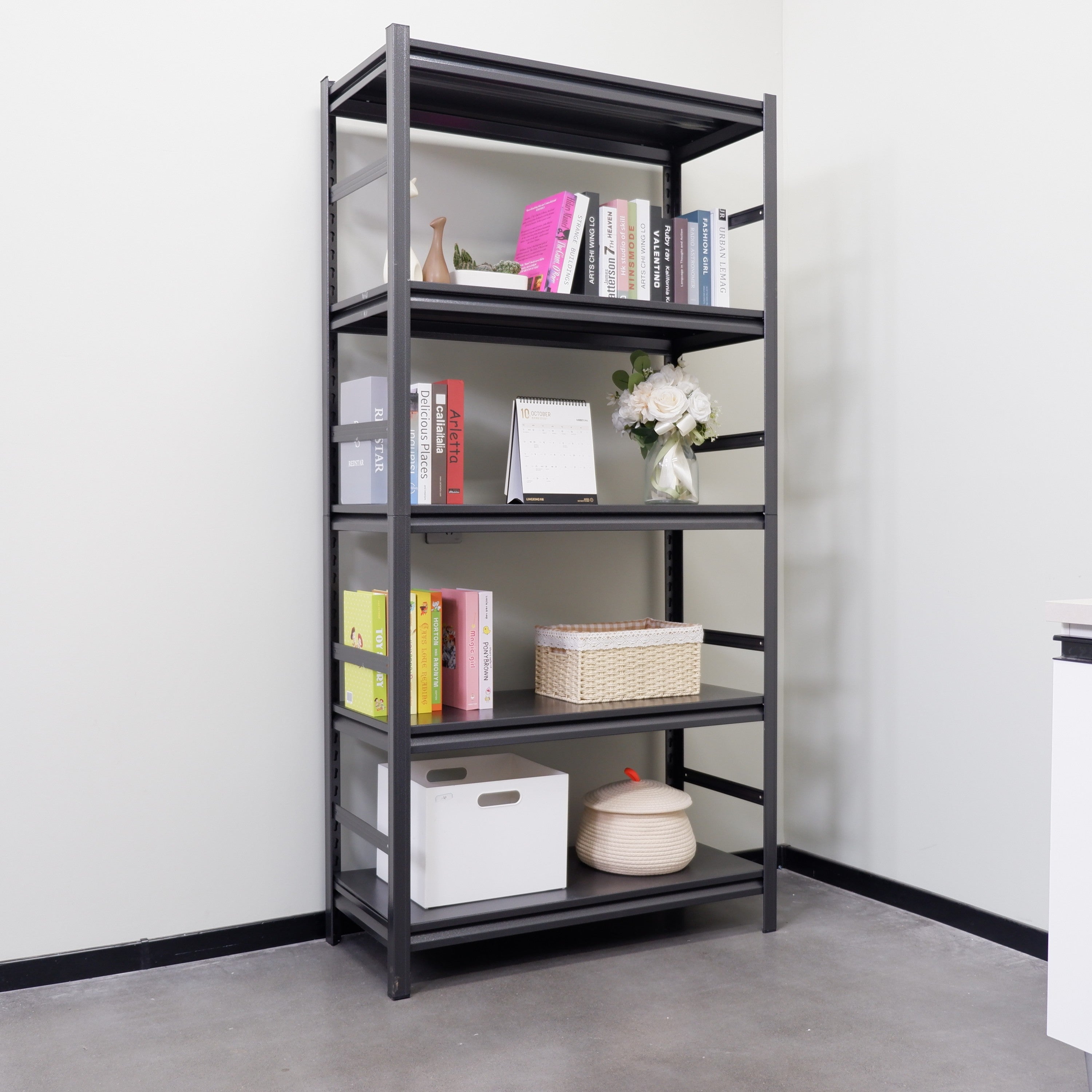 Storage Shelves 5 Tier Heavy Duty Metal Shelving Unit Adjustable Shelving Units and Storage Rack Kitchen Garage Shelf H72 * W35.4 * D15.7 - Grand Goldman Shop