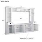 Minimalist Entertainment Wall Unit Set with Bridge for TVs Up to 75'', Ample Storage Space TV Stand with Adjustable Shelves, Modernist Large Media Console for Living Room, White - Grand Goldman Shop