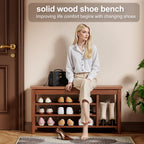 Adjustable shoe-changing bench, storage bench, hidden storage. With a load-bearing capacity of up to 550 pounds, suitable for bedrooms and corridors. 100% solid wood. - Grand Goldman Shop
