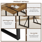 Rustic Industrial Rectangular Wood Dining Table For 4-6 Person, Thick Engineered Wood color Tabletop and Black Metal Legs,Desk For Kitchen Dining Living Room - Grand Goldman Shop