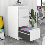 Steel Vertical File Cabinet with Lock - 3-Drawer Metal Storage for A4/Legal/Letter - White, 14.65 x 14.75 x 40.50 inches - Gr