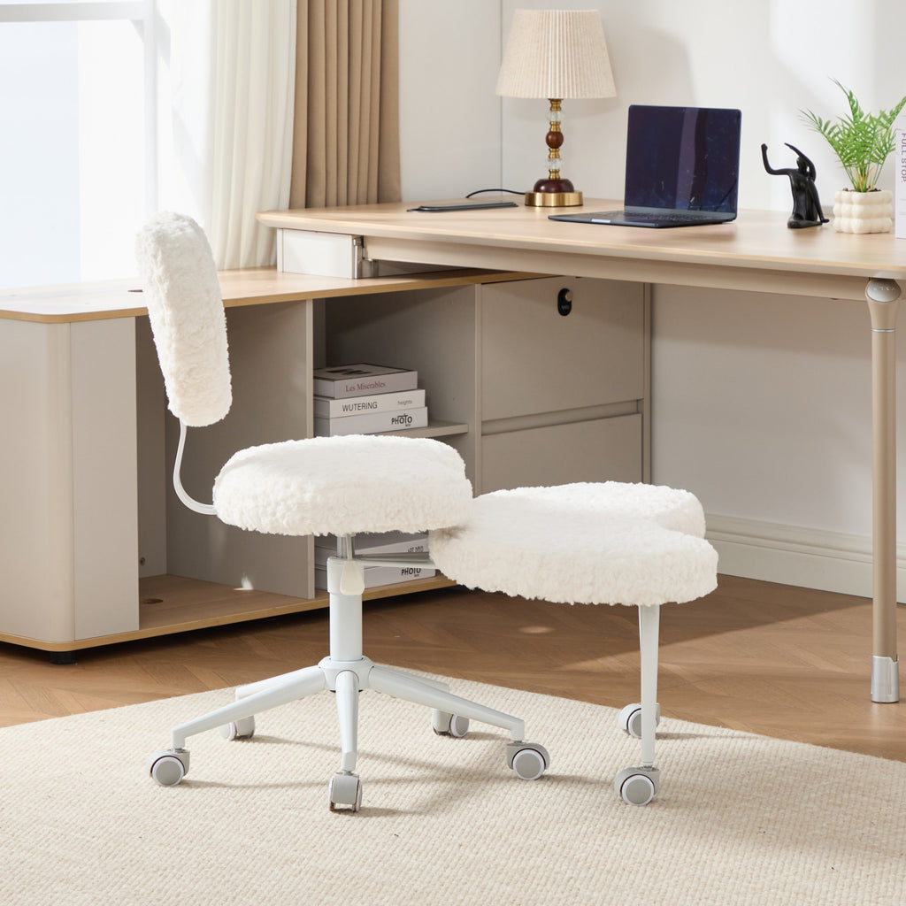 Artificial rabbit hair Meditation Chair Plus, Cross Legged Chair with Wheels, ADHD Chair, Criss Cross Desk Chair with Lumbar 