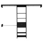 Manchester 250 Closet System, Five Open Shelves, One Drawer, Three Metal Rods -Black - Grand Goldman Shop