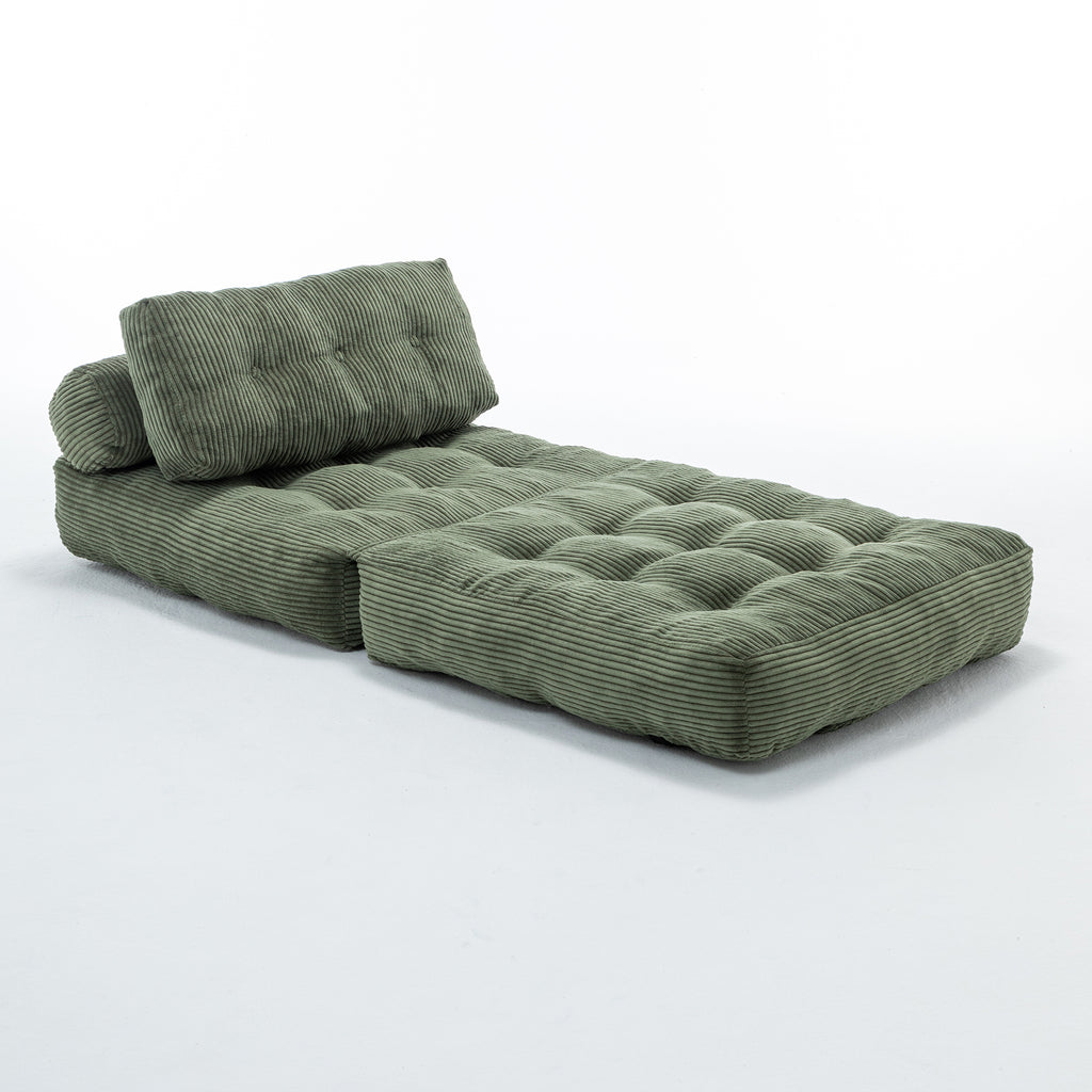 Folding Sofa Bed, Convertible Sleeper Chair with Pillow Foldable Mattress with Back Support, Portable Fold Out Chair Bed Comfy Floor Sofa Lounge for Living Room Bedroom, Green, Single - Grand Goldman Shop