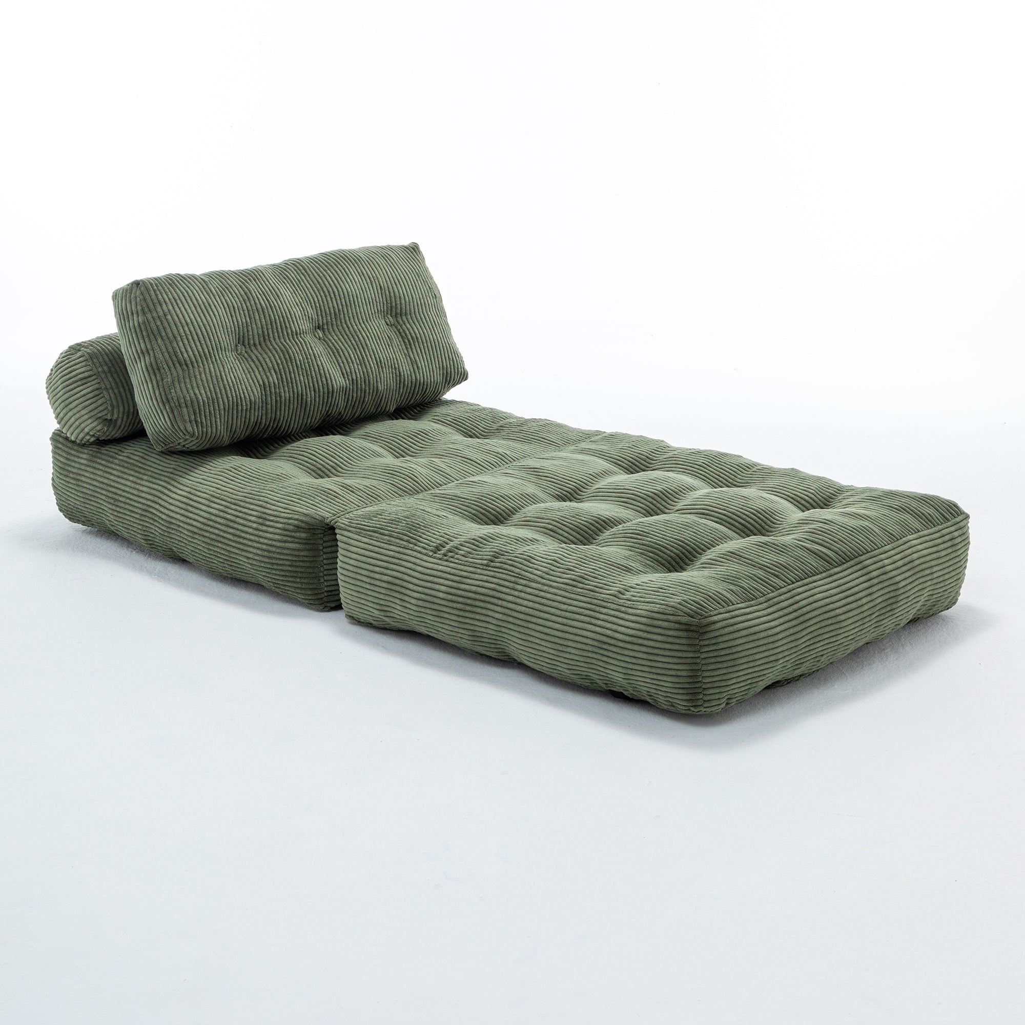 Folding Sofa Bed, Convertible Sleeper Chair with Pillow Foldable Mattress with Back Support, Portable Fold Out Chair Bed Comfy Floor Sofa Lounge for Living Room Bedroom, Green, Single - Grand Goldman Shop