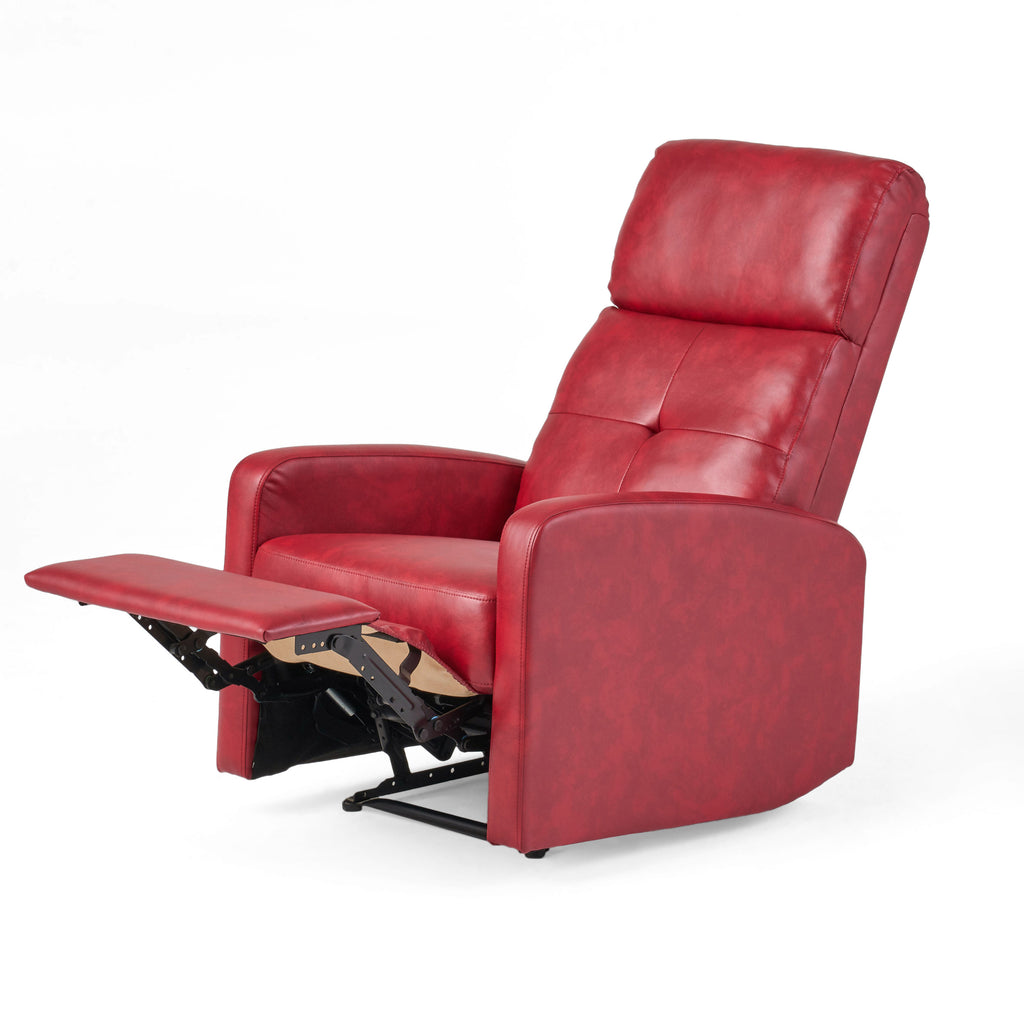 Contemporary Red PU Recliner Chair with Lever Mechanism - Grand Goldman Shop