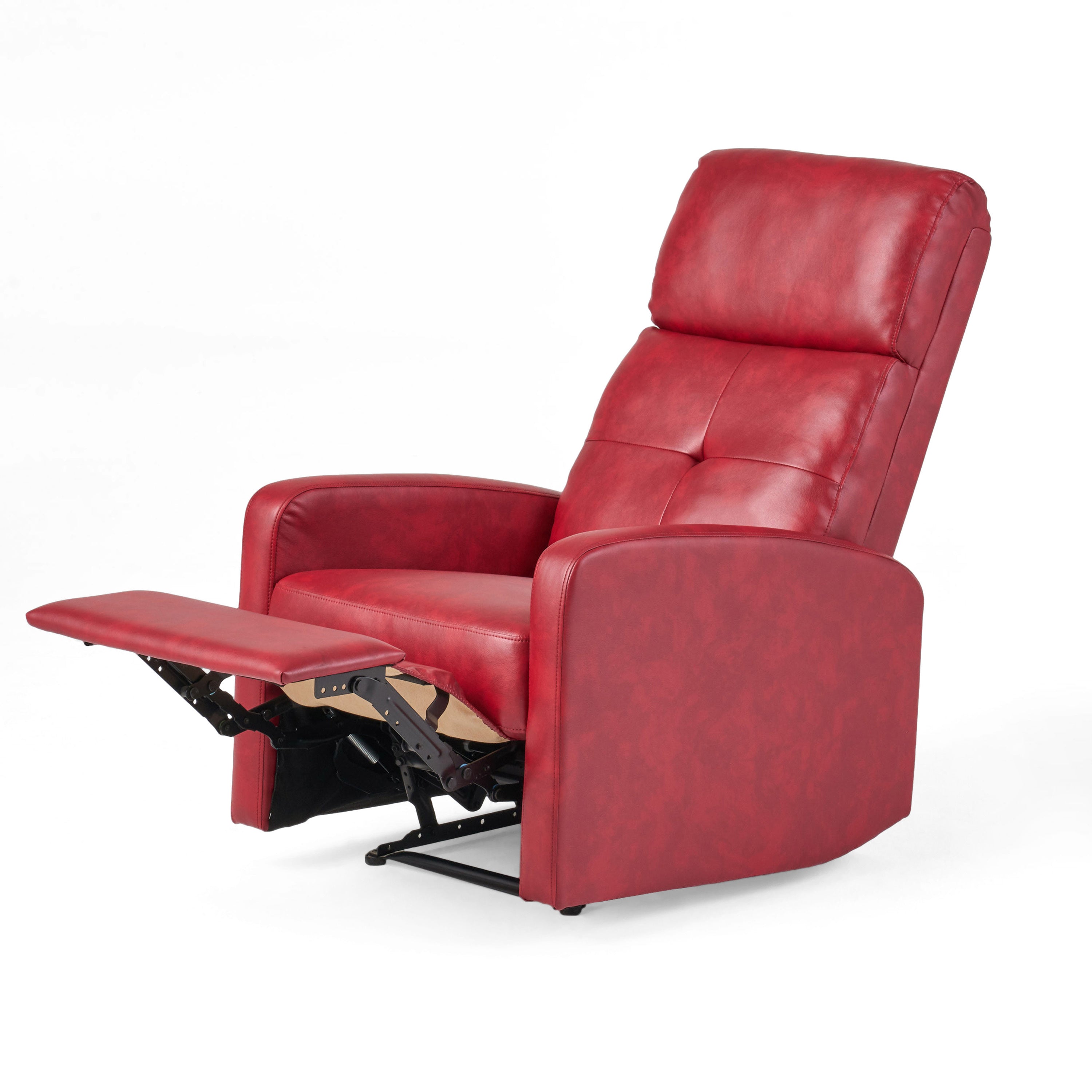 Contemporary Red PU Recliner Chair with Lever Mechanism - Grand Goldman Shop