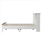 3-Pieces Bedroom Sets Full Size Farmhouse Platform Bed with Double Sliding Door Storage Headboard and Charging Station, Storage Nightstand and Dresser, White+Brown(Old SKU HL000091AAK) - Grand Goldman Shop