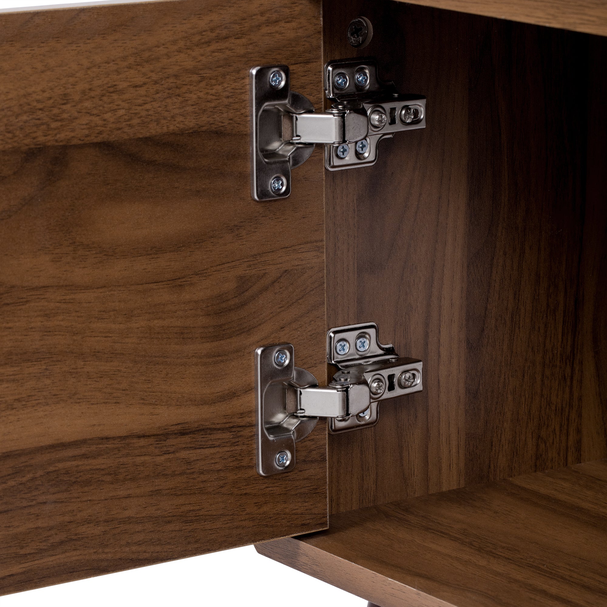78' TV Stand for 75/80/85 inch TV with Walnut Finish, Ample Storage and Open Shelving in Solid Wood and Glass - Grand Goldman Shop