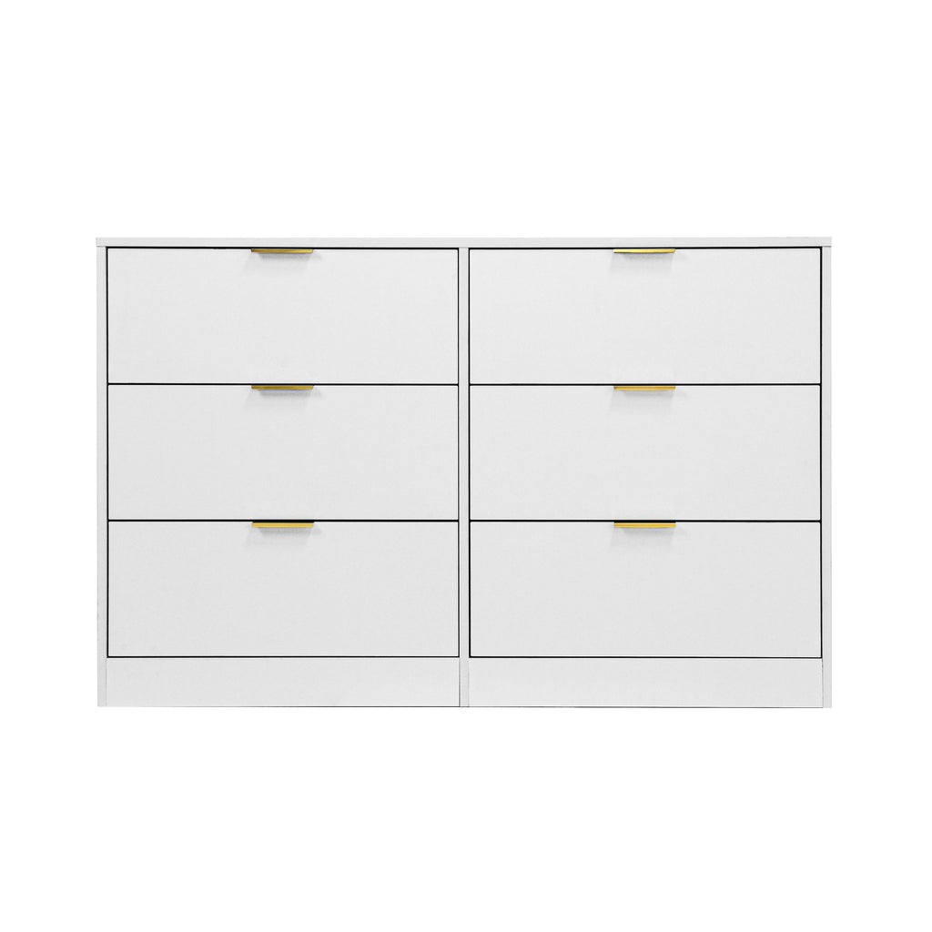 Simply Modern 6-Drawer Dresser, Chest of Drawers for Bedroom, Living Room, Hallway, and Entryway - Large Storage Cabinet White - Grand Goldman Shop