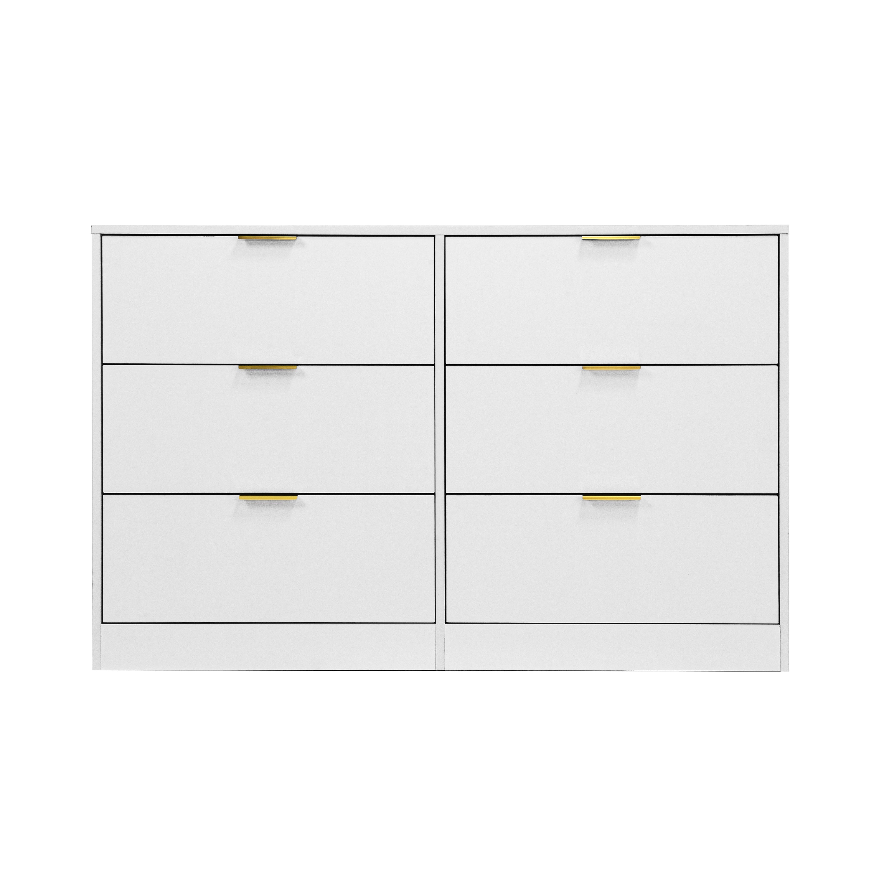 Simply Modern 6-Drawer Dresser, Chest of Drawers for Bedroom, Living Room, Hallway, and Entryway - Large Storage Cabinet White - Grand Goldman Shop