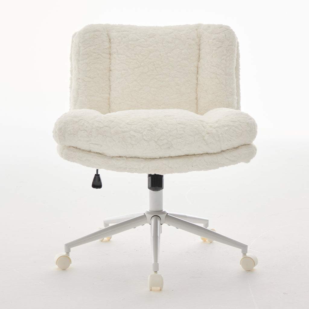 W26.4 inch  Wider Seat Office Chair,Artificial rabbit hair Home Office Chair with Metal Base,Adjustable Desk Chair Swivel Off