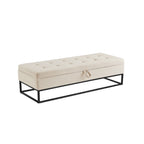 58.6' Bed Bench Metal Base with Storage Beige Velvet - Grand Goldman Shop
