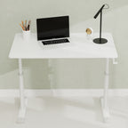 Adjustable Study Desk for Kids and Adults, Height-Adjustable Home Office Desk, White Frame with White Wood Tabletop, 60cm x 1