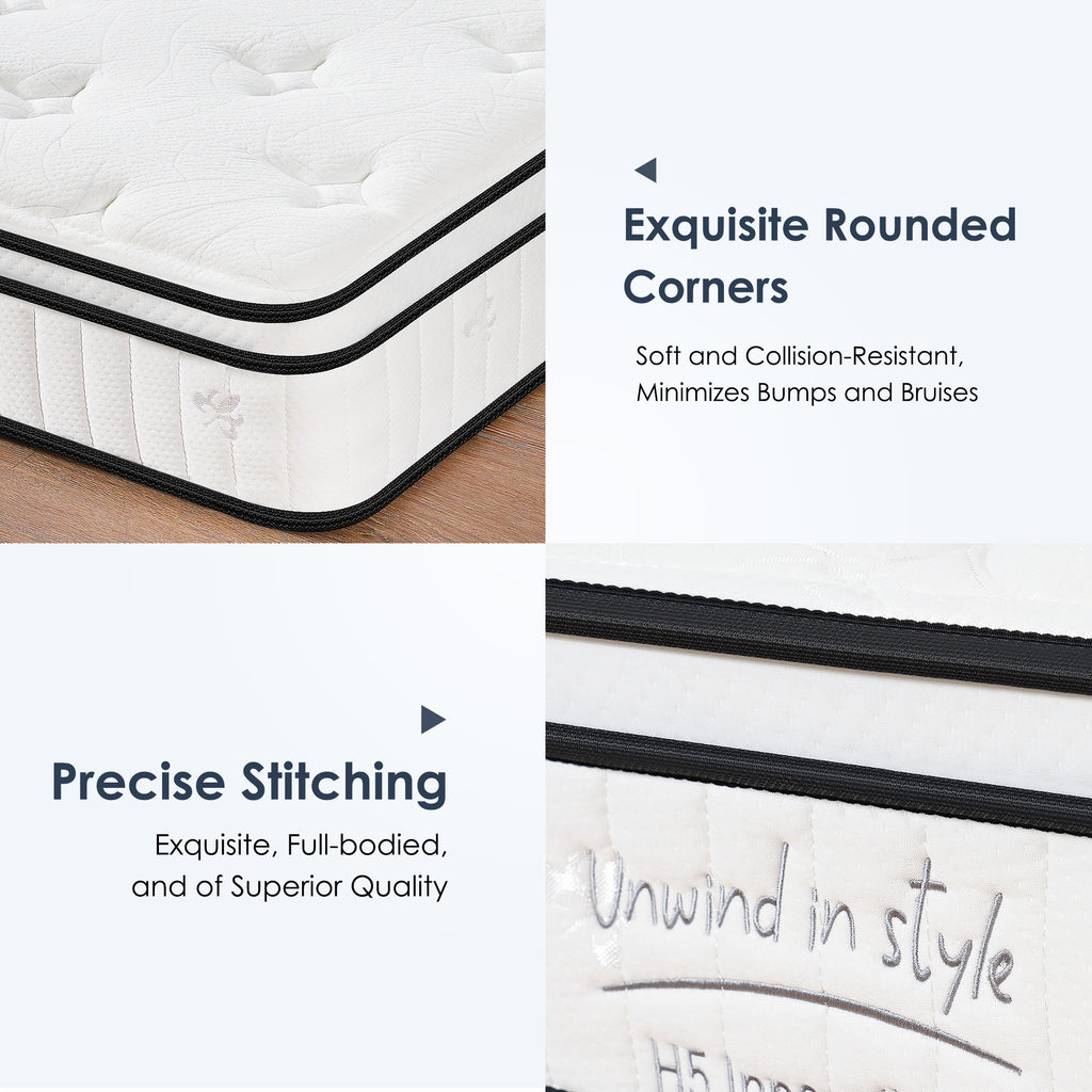 Queen Size Mattress,12 Inch Hybrid Mattress, Individually Pocketed Innerspring, Medium Firm - Grand Goldman Shop