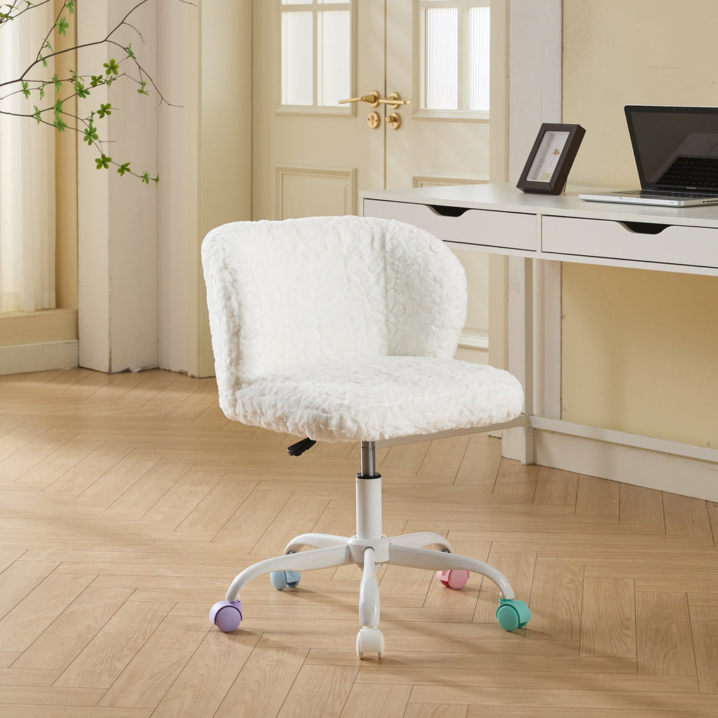 Stylish A&A Furniture Office Chair,Artificial rabbit hair Home Office Chair with Metal Base,Adjustable Desk Chair Swivel Offi