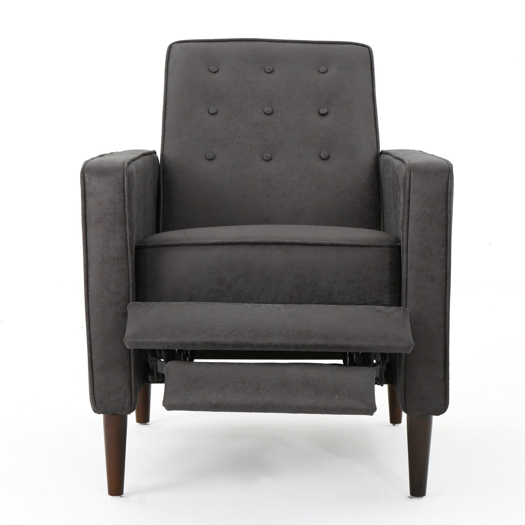 Macedonia Mid-Century Modern Button Tufted Fabric Recliner - Grand Goldman Shop