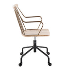 Adjustable Office Chair in Black Metal, Antique Copper and White Washed Wood | Premium Home Decor - Grand Goldman