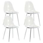 Modern simple transparent dining chair plastic chair armless crystal chair Nordic creative makeup stool negotiation chair Set of 4 and plating metal legW115164140,TW-1200 - Grand Goldman Shop