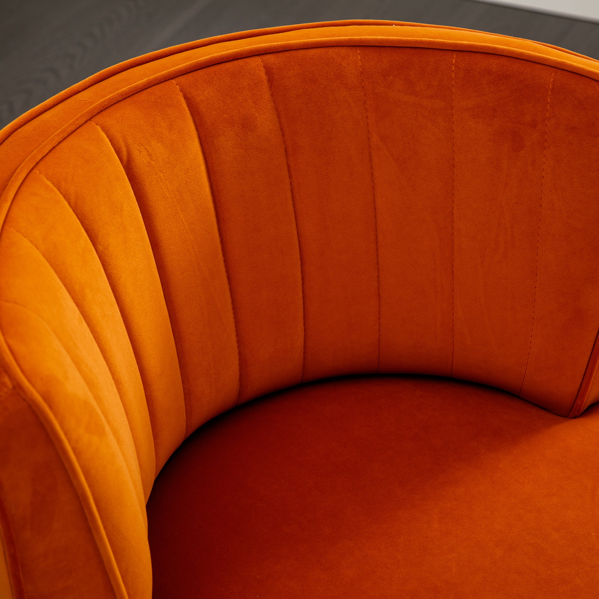 360 Degree Swivel Cuddle Barrel Accent Sofa Chair, Fluffy Velvet Round Armchair, Orange, 25.20'' x 25.59'' x 26.38'' - Grand Goldman Shop